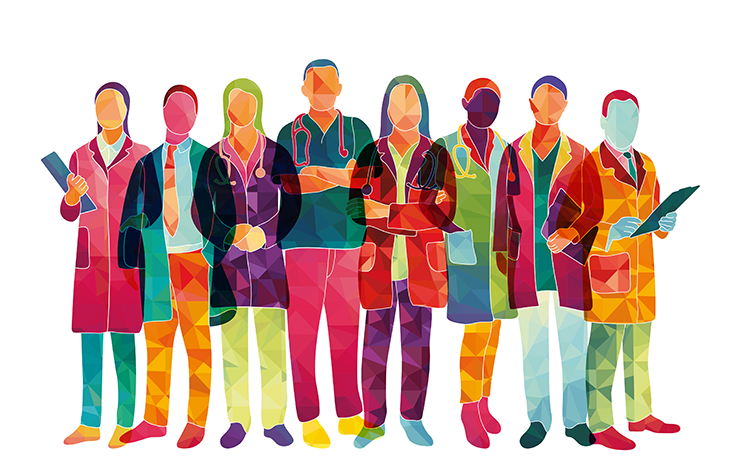 Illustration of a diverse medical team
